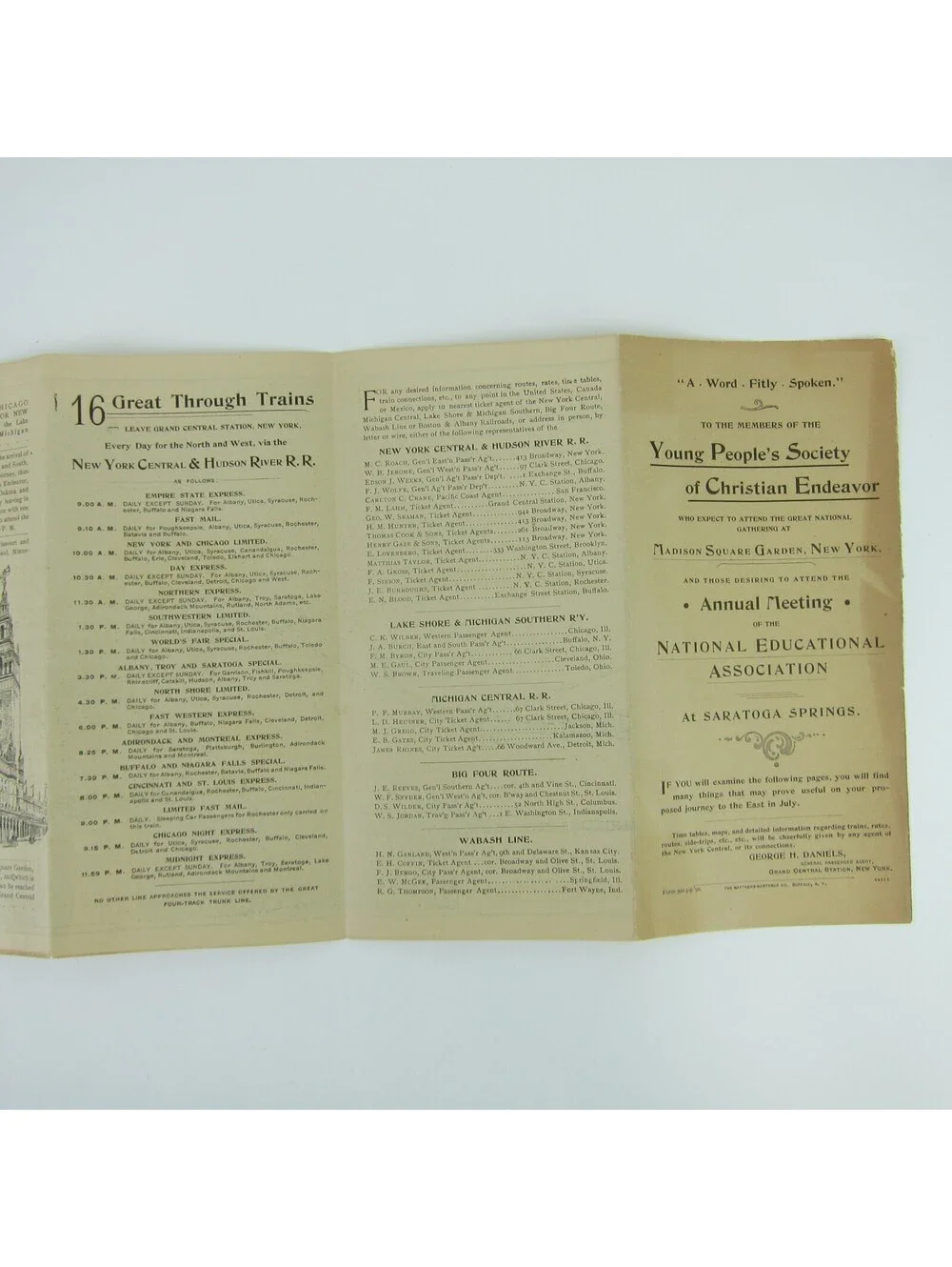 1892 Young People's Society Christian Endeavor Meeting New York Brochure & Map